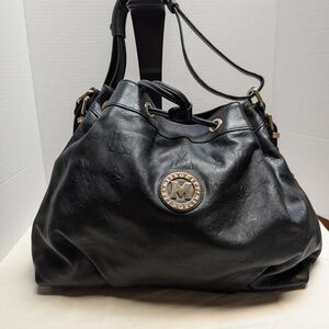 Black Leather Shoulder Tote